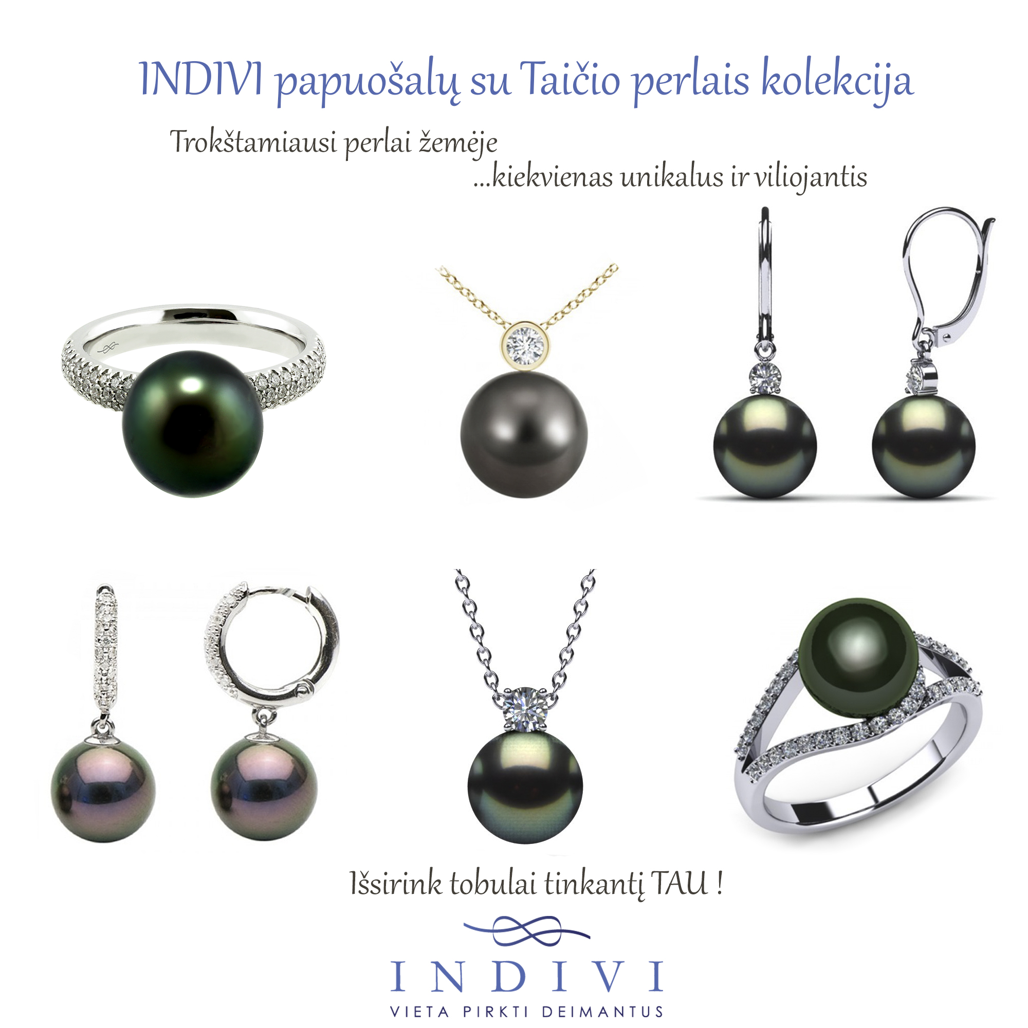 INDIVI papuošalų su Taičio perlais pavasario - vasaros kolekcija